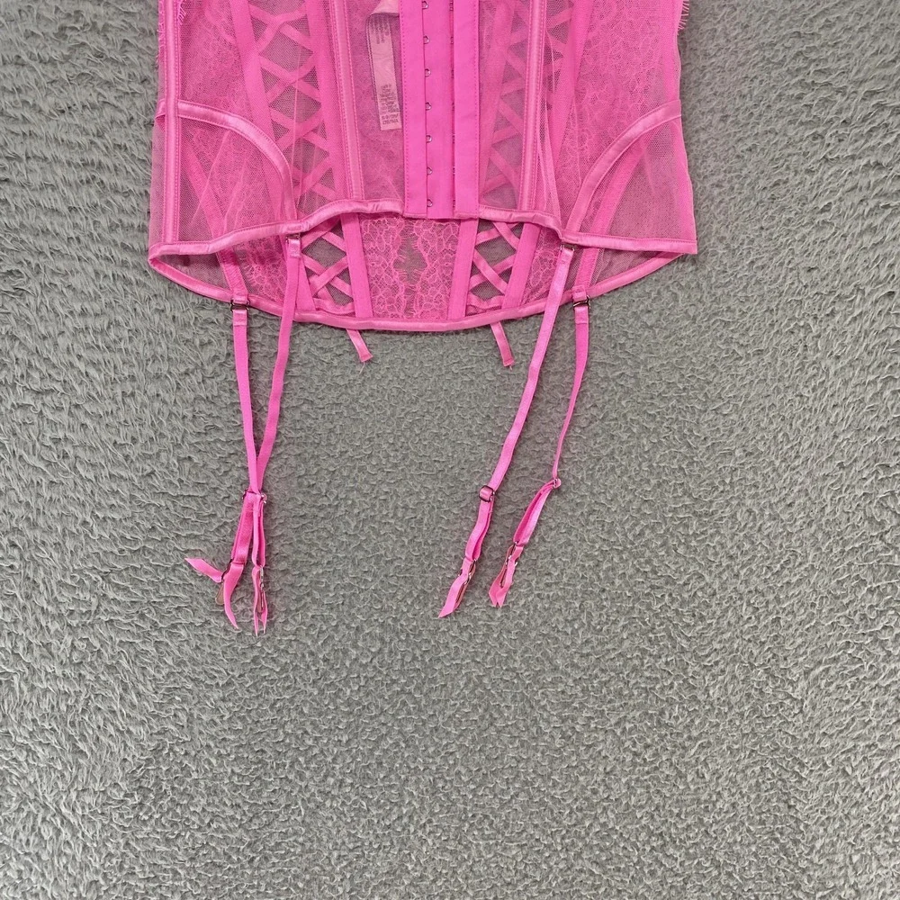 Victoria's Secret Wicked Corset Top Womens Small Lace Crisscross Coquette Garter